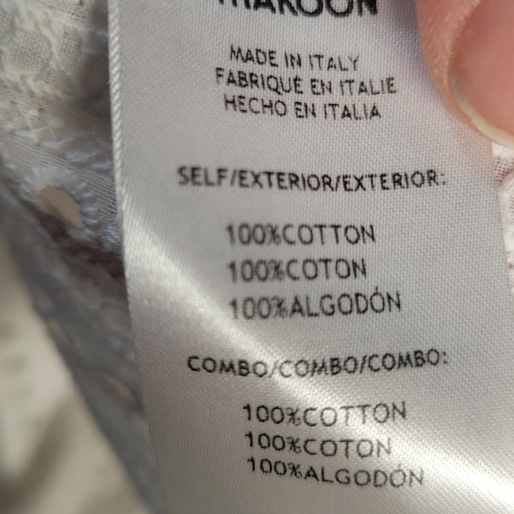 THAKOON NWT White Vogue resort-wear Button-Up Shirt‎ with Eyelet Design Size Med - Picture 7 of 8